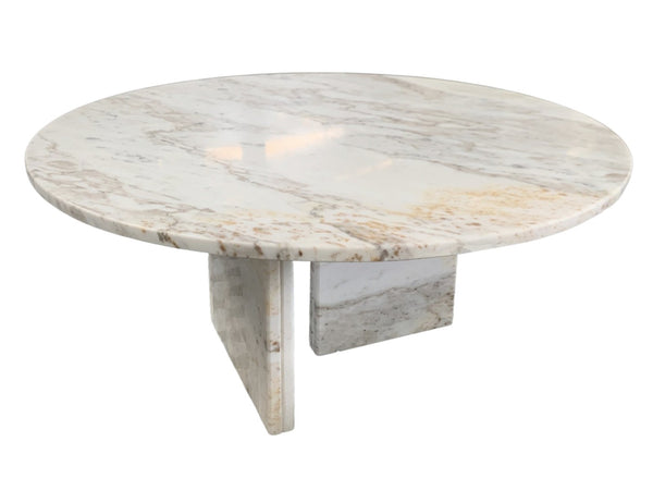 English Elm White Genuine Marble Coffee Table Set – Elegant Round Design For Stylish Living Room & Lounge Decor W1696P262765-GIGA