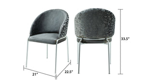 English Elm Onyx Velvet & Chenille Accent Chair Dark Gray | Luxury Comfort, Metal Frame, Modern Statement Piece B009P332655