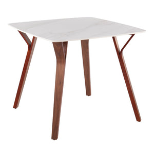 English Elm Dinette Square Marble Top Table with Walnut Bentwood Legs Seats Four Apartments B202P471543