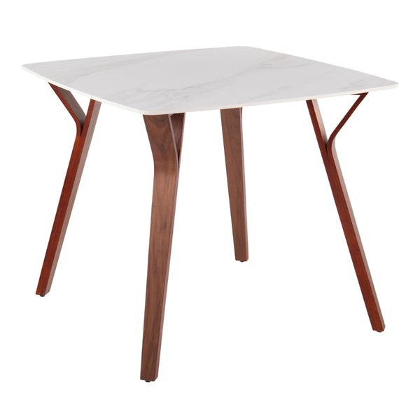 English Elm Dinette Square Marble Top Table with Walnut Bentwood Legs Seats Four Apartments B202P471543