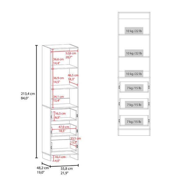 English Elm Maplewood Slim Vertical Closet Cabinet for Small Spaces with Upper Enclosed Storage B092S00302