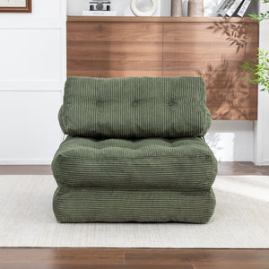 English Elm Folding Floor Sofa Bed Convertible Sleeper Chair with Shredded Foam Corded Fabric Green W2200P442796