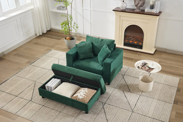 English Elm Chaise Lounge Chair With Removable Ottoman - Plush Modern Upholstered Sleeper For Living Spaces W1170P353051