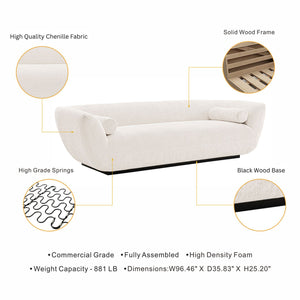 English Elm Ulka 96" Chenille Sofa – Durable Pine Frame, High-Density Foam, Commercial Grade, Includes Bolsters Cream B365P398110