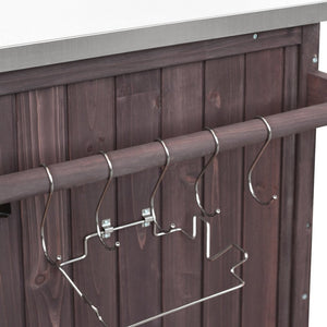 English Elm K&k Rolling Outdoor Kitchen Island Solid Fir Wood Stainless Steel Top Storage Cabinet Dark Brown N707P370287Z