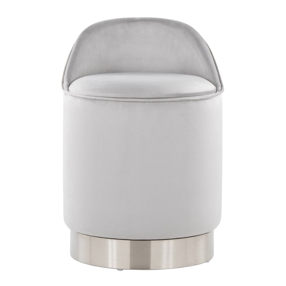English Elm 18" Tufted Velvet Vanity Stool with 360 Swivel Base and Hidden Storage Compartment Chrome,Silver B202P471498