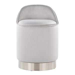 English Elm 18" Tufted Velvet Vanity Stool with 360 Swivel Base and Hidden Storage Compartment Chrome,Silver B202P471498