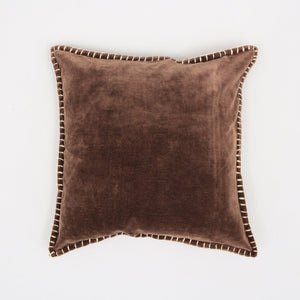 English Elm Stonewashed Cotton Velvet Throw Pillow - Hand-Stitched Edges, Luxurious 19" Square Accent Pillow B346P321252-GIGA