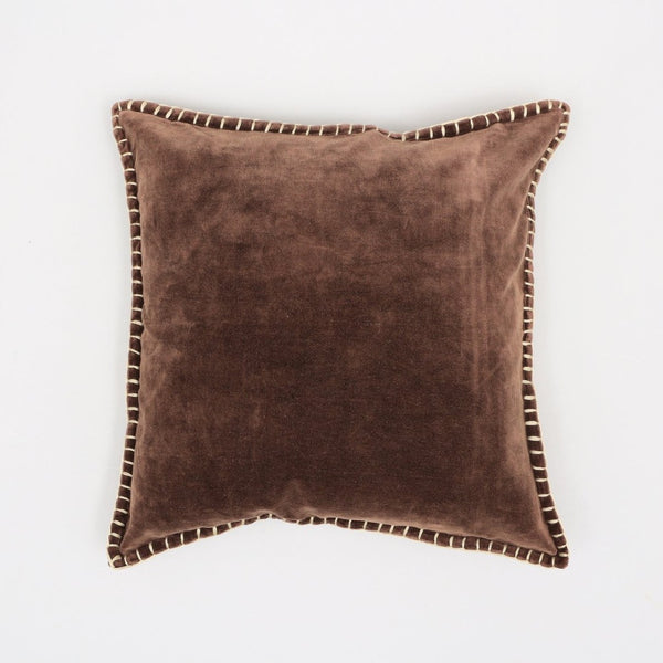English Elm Stonewashed Cotton Velvet Throw Pillow - Hand-Stitched Edges, Luxurious 19" Square Accent Pillow B346P321252-GIGA