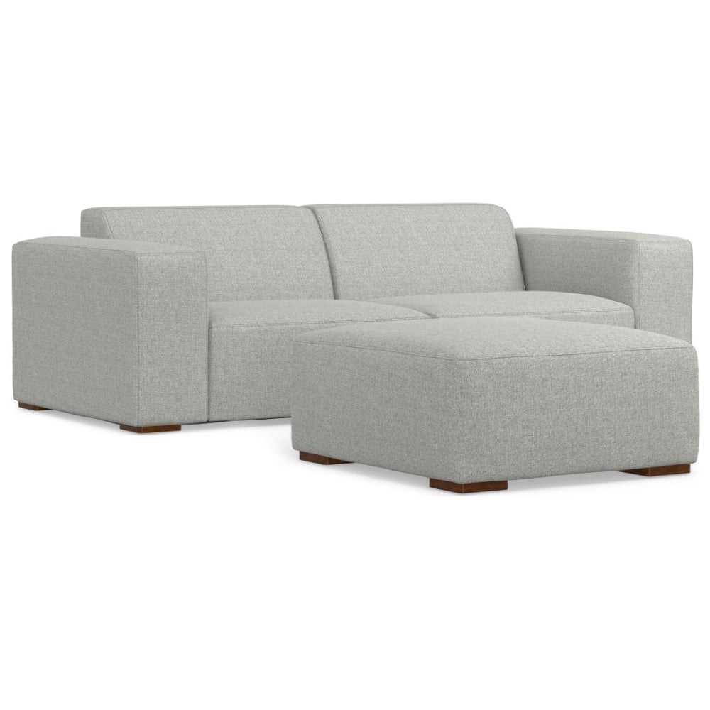English Elm Rex 2-Seater Sofa & Ottoman Set - Eco-Friendly, Modern Comfort In Pale Gray Performance Fabric B136P199197-GIGA