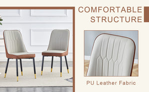 English Elm Table 3-Piece Set: Modern Dark Wood Grain Round Dining Table With 2 Spliced Pu Chairs For Elegance W1151S02483-GIGA