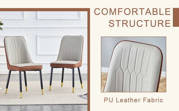 English Elm Table 3-Piece Set: Modern Dark Wood Grain Round Dining Table With 2 Spliced Pu Chairs For Elegance W1151S02483-GIGA