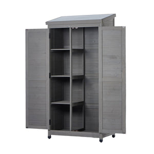 English Elm Outdoor Cedar Wood Vertical Storage Shed with Metal Roof for Garden Tools W2640P262538