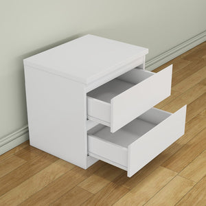 English Elm 19.7-inch Matte Finish Nightstand with Touch Release Drawers for Minimalist Bedrooms White W3151P407885