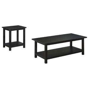 English Elm Castleton Farmhouse Pine Living Room Table Set with Shelves and Drawer Storage B062S01642
