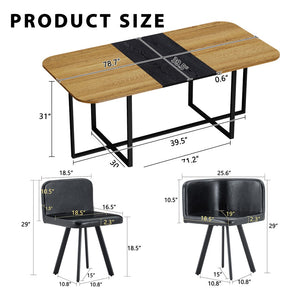 English Elm 9-piece Industrial Modern Dining Set Two-tone Wood Oval Table with Faux Leather Chairs W3875S00136
