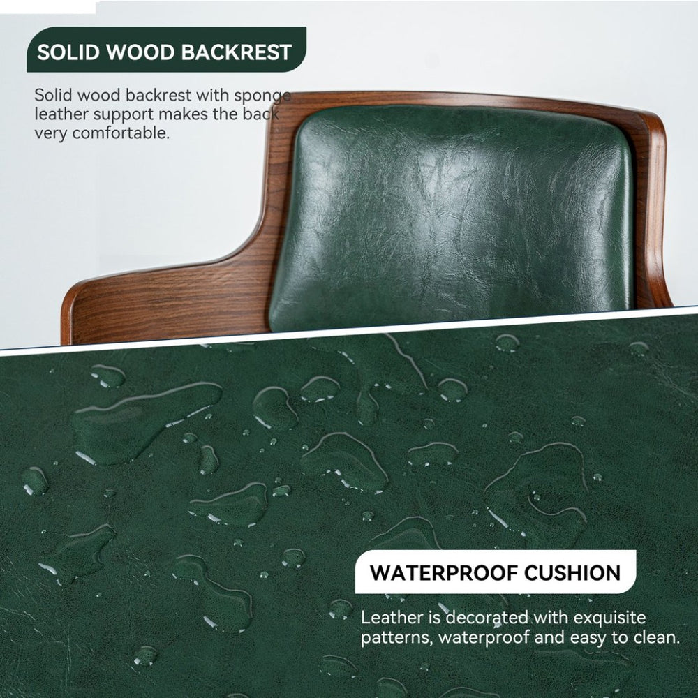 English Elm Swivel Bar Stools Set Of 2 - Modern Dark Green Pu Leather With Adjustable Height & 360° Swivel T3950P396626-GIGA