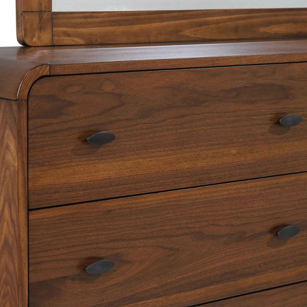 English Elm Winston Six Drawer Mid-century Dresser with Walnut Veneer Finish and Tapered Legs Dark Walnut B062P451713