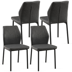 English Elm Dark Grey Pu Leather Dining Chairs Set Of 4 – Modern Armless Design For Versatile Comfort & Style W1164P195156