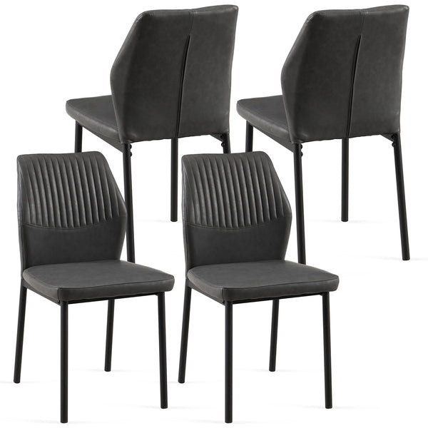 English Elm Dark Grey Pu Leather Dining Chairs Set Of 4 – Modern Armless Design For Versatile Comfort & Style W1164P195156