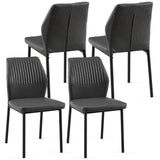 English Elm Dark Grey Pu Leather Dining Chairs Set Of 4 Faux Leather Dining Chairs Living Room Chair Modern Kitchen Armless Side Chair With Metal Legs(Set Of 4)