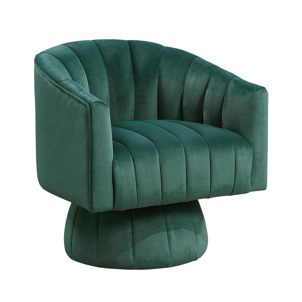 English Elm Dark Velvet Swivel Barrel Chair – Luxurious Green Velvet Accent, Channel Stitching, 360° Comfort & Support B011P329261