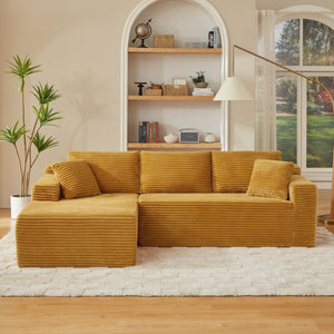 English Elm L-shaped Cloud Sectional Corduroy Sofa Deep Seat Modular Design for Any Room W2339S00125