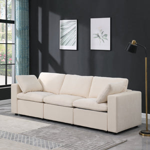 English Elm Modular Sectional Sofa Set - Versatile 3-Piece Chenille Beige Design For Ultimate Comfort & Style W1123S00038