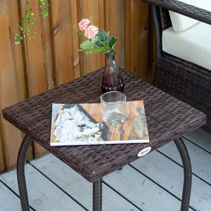 English Elm Outdoor Handwoven Pe Rattan Square Side Table for Balcony Patio and Backyard Use W2225P174040