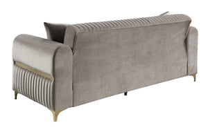 English Elm Ruby 3 Piece Contemporary Living Room Set with Channel Tufting and Gold Steel Legs B009S02252