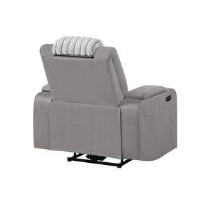 English Elm Duran Power Recliner with Led Lighting Usb Charging and Adjustable Headrest Support Grey B201P412681