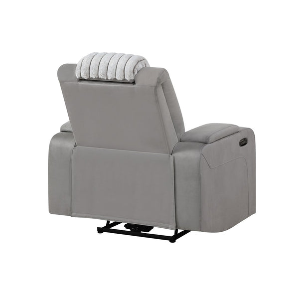 English Elm Duran Power Recliner with Led Lighting Usb Charging and Adjustable Headrest Support Grey B201P412681