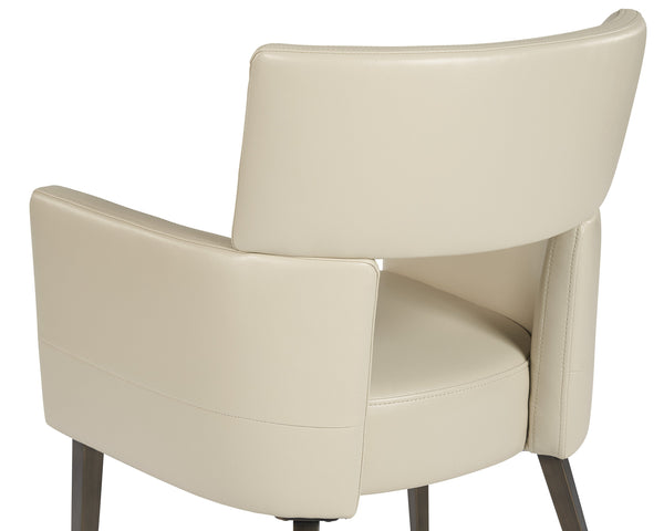 Sunpan Amerie Contemporary Dining Armchair with Unique Cutout Design and Antique Brass Legs for Modern Spaces Castillo Cream
