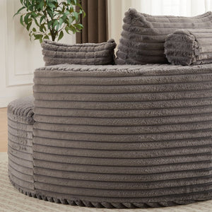 English Elm 50"l Corduroy Oversized Sleeper Chair with Neck Pillow Support for Lounge or Bedroom Grey W834P405864