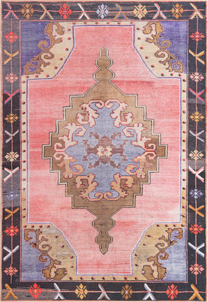 Unique Loom Timeless Thomas Machine Made Medallion Rug Pink, Black/Blue/Light Blue/Light Brown 8' 4" x 12' 2"