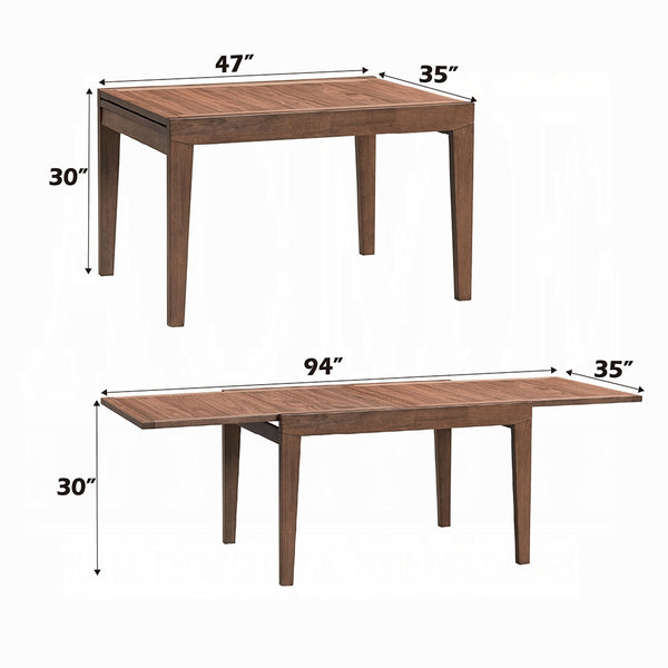 English Elm Walnut Extendable Dining Table 47"-94" Solid Wood Dining Table with 47" Leaf, Walnut Finish, Sturdy Elegance B2741P333939