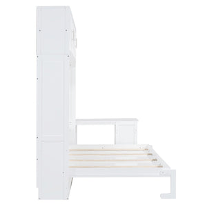English Elm Queen Murphy Bed With Desk & Storage Shelves - Versatile, Space-Saving Solution For Modern Homes N820S10034K-GIGA