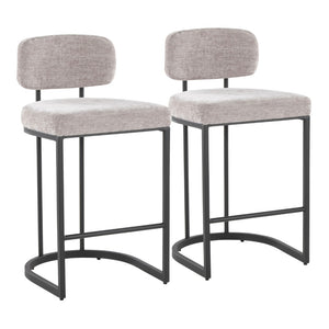 English Elm Fixed-height Barstools Powder Coated Steel Frame Brown Upholstered Seat Set of Two B202P471214