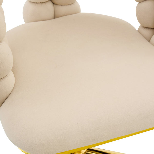 English Elm Set of Velvet Bubble Ball Chain Accent Chair with Sculptural Backrest for Living Room Beige,Gold W3875P370849