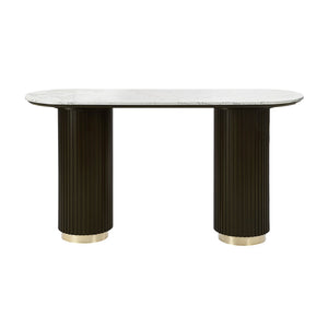 English Elm Manilla Oval Marble Top Console Table Espresso Base Sofa or Entryway Accent B2726S00064