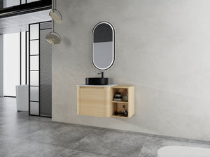 English Elm 36'' Wall-Mounted Bathroom Vanity With Artistic Ceramic Sink, Soft-Close Door & Space-Saving Storage W999S00468