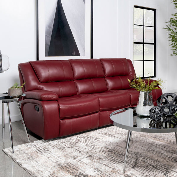 English Elm Elodie Red Faux Leather Motion Reclining Sofa - Modern Comfort With Plush Arms & Dual Recline Functionality B062P354073