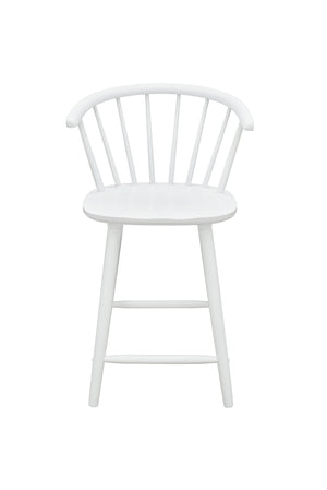 English Elm 2pc White Contemporary Counter Height Stool Chairs with Spindle Back, Ergonomic Curved Seat, Durable Wood Finish — Perfect for Islands and Bars B011P378321