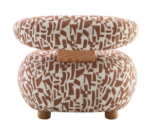 English Elm Lynn Brown Pattern Fabric Accent Chair with Wooden Frame, Tight Cushion, 220lb Capacity, 26" Seat B2726P406786