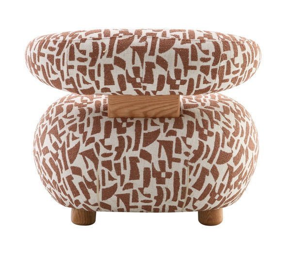 English Elm Lynn Brown Pattern Fabric Accent Chair with Wooden Frame, Tight Cushion, 220lb Capacity, 26" Seat B2726P406786