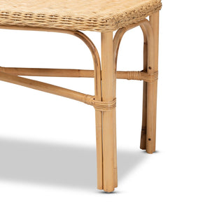 English Elm Modern Handcrafted Rattan Woven Accent Bench for Entryway Bedroom or Living Space B2750P470054