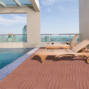 English Elm Plastic Interlocking Deck Tiles Hardwood Look Waterproof Patio Pool Outdoor 44 Sqft W2882P204558