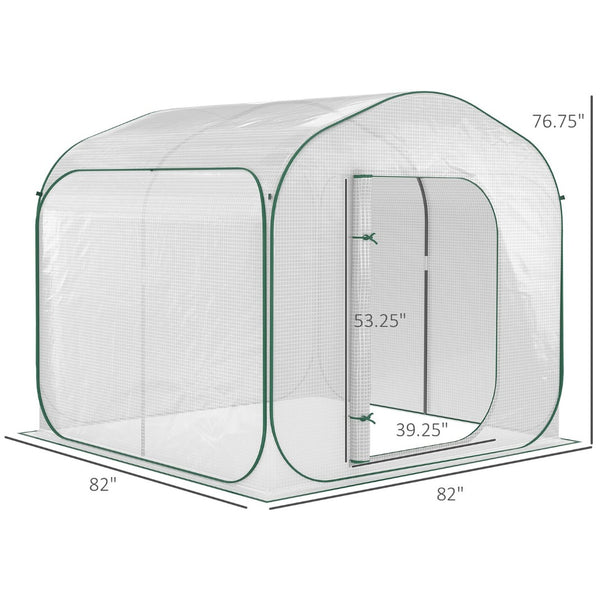 English Elm Outsunny 7' X 7' Portable Walk-In Greenhouse Tent With Zipper Door For Easy Plant Care & Growth W2225P174452-GIGA