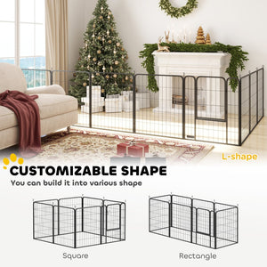 English Elm 39 Inch 8 Panel Steel Exercise Pen Heavy Gauge Wire Enclosure for Dogs Indoor Outdoor T3971P406305