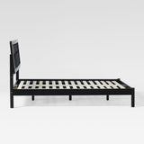 X Spindle Mid-Century Modern Solid Wood Queen Bed Black XAVB5CBL Walker Edison